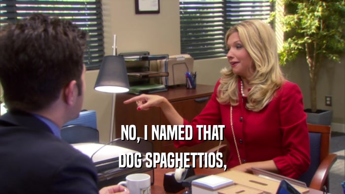 NO, I NAMED THAT DOG SPAGHETTIOS, 