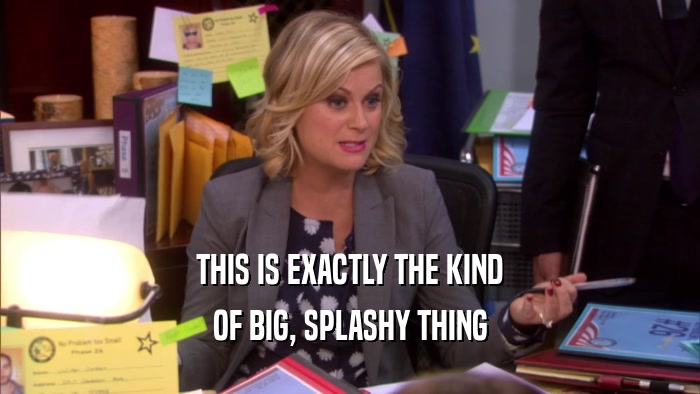 THIS IS EXACTLY THE KIND OF BIG, SPLASHY THING 