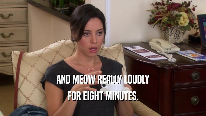 AND MEOW REALLY LOUDLY FOR EIGHT MINUTES. 
