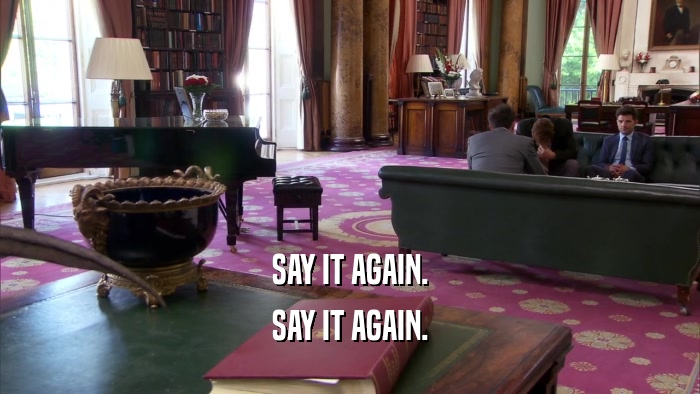 SAY IT AGAIN. SAY IT AGAIN. 