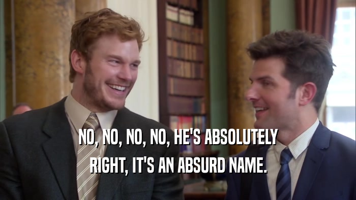 NO, NO, NO, NO, HE'S ABSOLUTELY RIGHT, IT'S AN ABSURD NAME. 