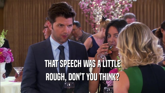 THAT SPEECH WAS A LITTLE ROUGH, DON'T YOU THINK? 