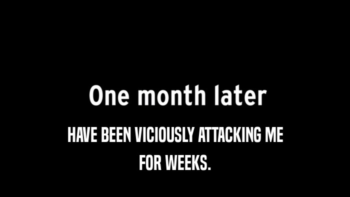 HAVE BEEN VICIOUSLY ATTACKING ME FOR WEEKS. 