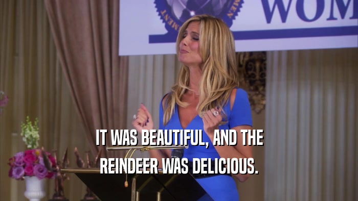 IT WAS BEAUTIFUL, AND THE REINDEER WAS DELICIOUS. 