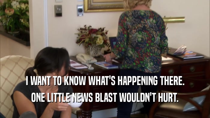 I WANT TO KNOW WHAT'S HAPPENING THERE. ONE LITTLE NEWS BLAST WOULDN'T HURT. 