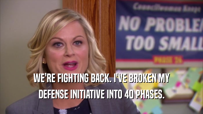 WE'RE FIGHTING BACK. I'VE BROKEN MY DEFENSE INITIATIVE INTO 40 PHASES. 