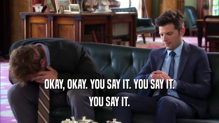 OKAY, OKAY. YOU SAY IT. YOU SAY IT. YOU SAY IT. 