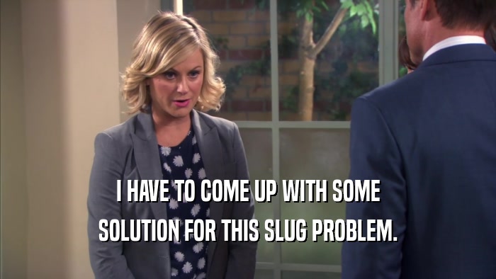 I HAVE TO COME UP WITH SOME SOLUTION FOR THIS SLUG PROBLEM. 