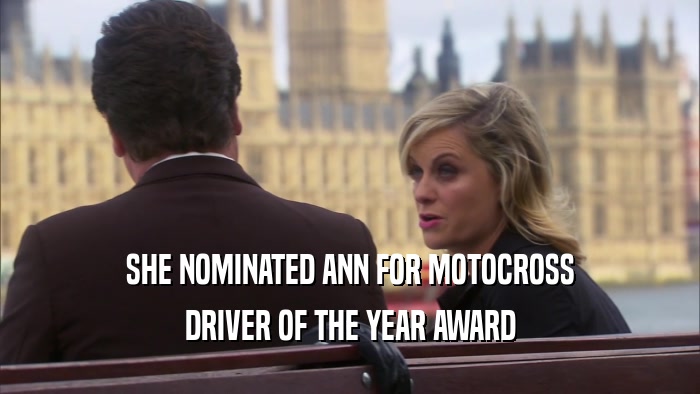 SHE NOMINATED ANN FOR MOTOCROSS DRIVER OF THE YEAR AWARD 