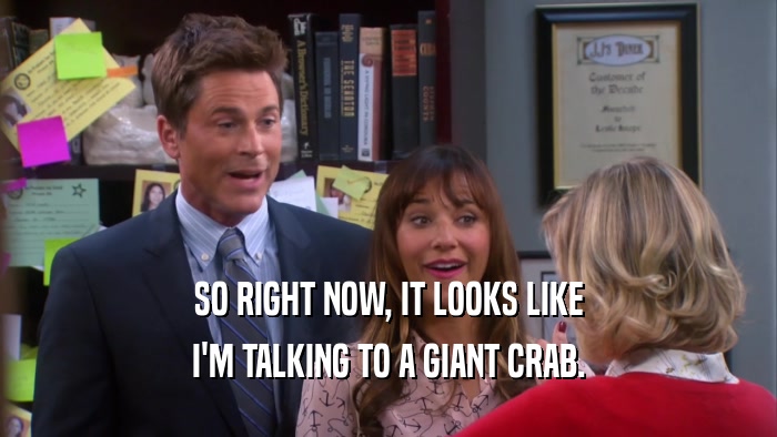 SO RIGHT NOW, IT LOOKS LIKE I'M TALKING TO A GIANT CRAB. 