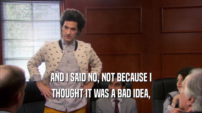 AND I SAID NO, NOT BECAUSE I THOUGHT IT WAS A BAD IDEA, 
