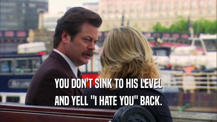 YOU DON'T SINK TO HIS LEVEL AND YELL 