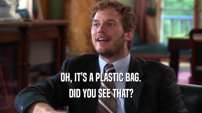 OH, IT'S A PLASTIC BAG. DID YOU SEE THAT? 