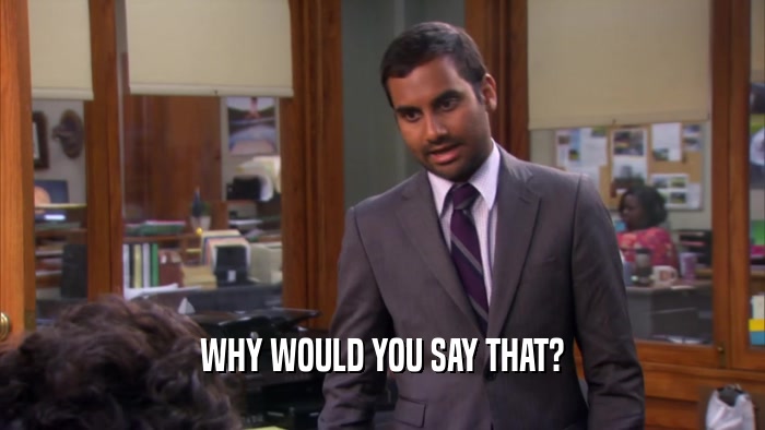 WHY WOULD YOU SAY THAT?  