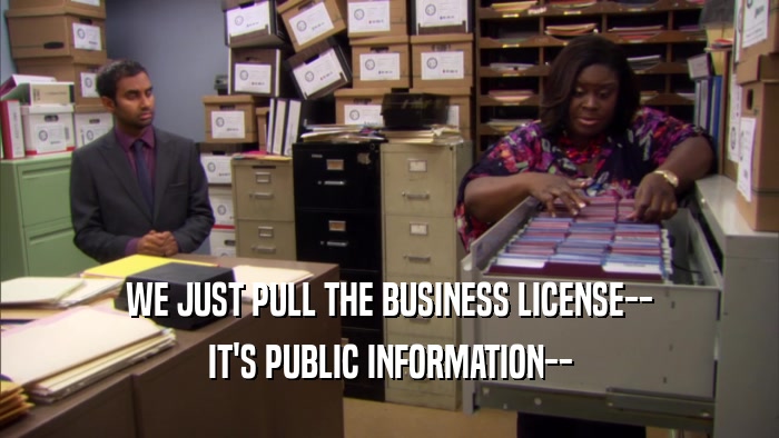 WE JUST PULL THE BUSINESS LICENSE-- IT'S PUBLIC INFORMATION-- 