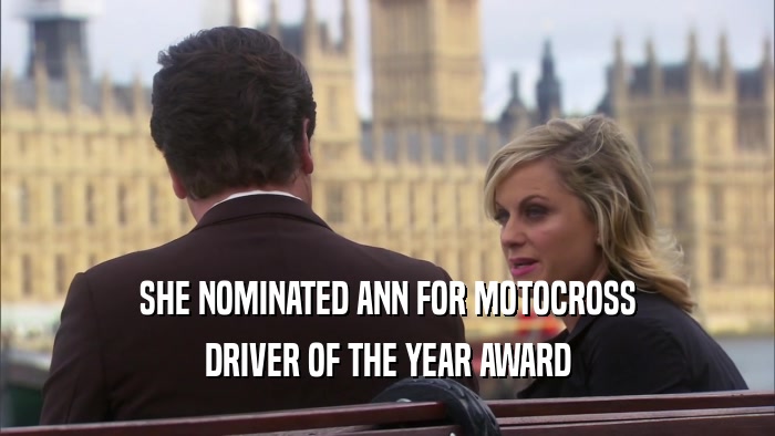 SHE NOMINATED ANN FOR MOTOCROSS DRIVER OF THE YEAR AWARD 