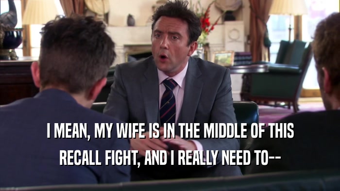I MEAN, MY WIFE IS IN THE MIDDLE OF THIS RECALL FIGHT, AND I REALLY NEED TO-- 