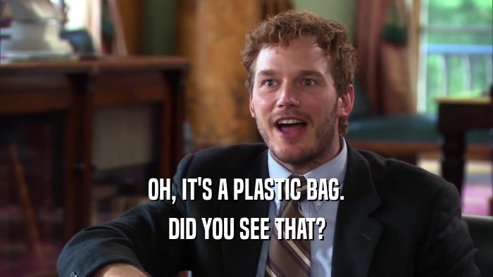 OH, IT'S A PLASTIC BAG. DID YOU SEE THAT? 