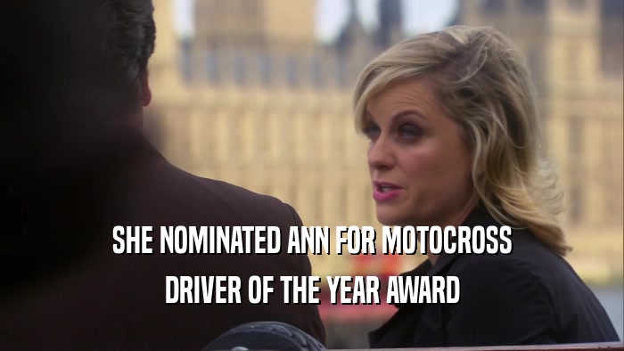 SHE NOMINATED ANN FOR MOTOCROSS DRIVER OF THE YEAR AWARD 