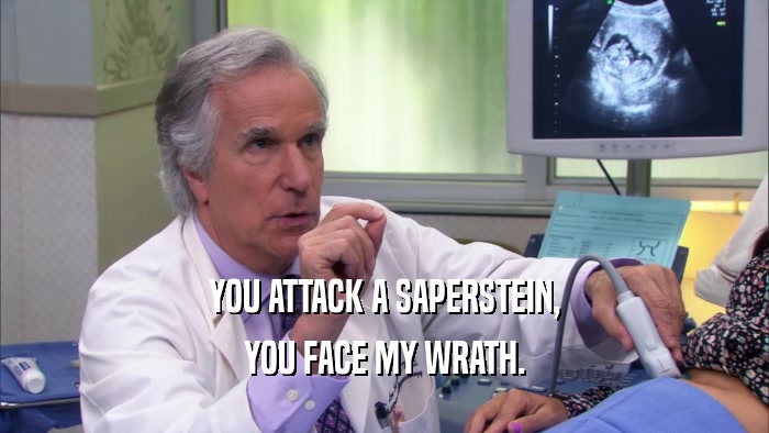 YOU ATTACK A SAPERSTEIN, YOU FACE MY WRATH. 