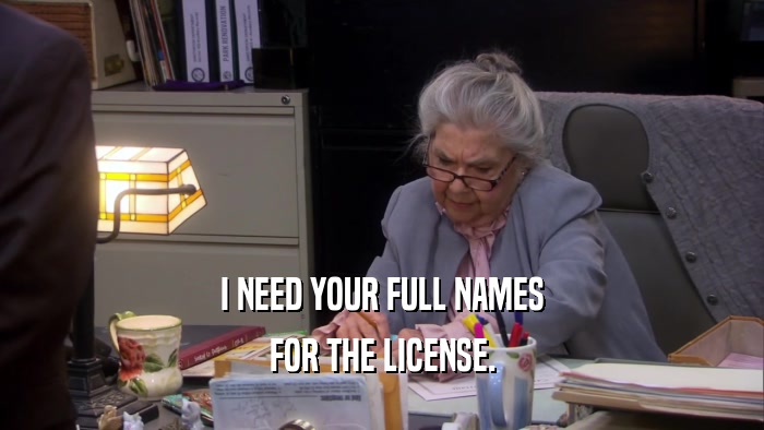 I NEED YOUR FULL NAMES FOR THE LICENSE. 