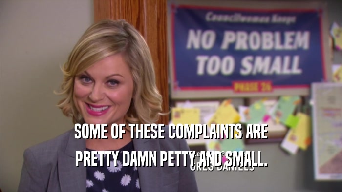 SOME OF THESE COMPLAINTS ARE PRETTY DAMN PETTY AND SMALL. 