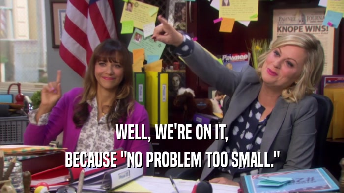 WELL, WE'RE ON IT, BECAUSE 