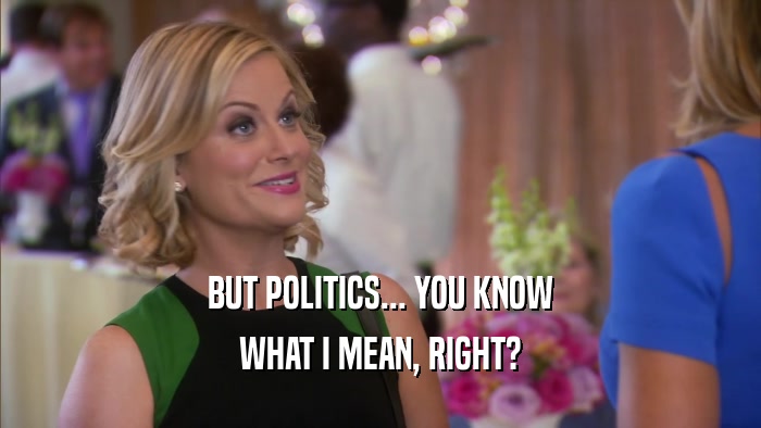 BUT POLITICS... YOU KNOW WHAT I MEAN, RIGHT? 