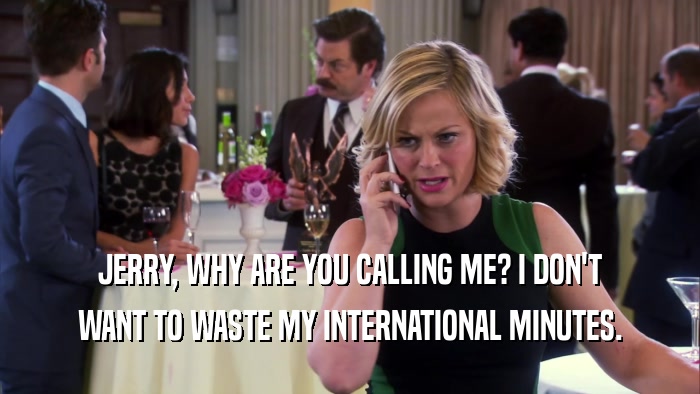 JERRY, WHY ARE YOU CALLING ME? I DON'T WANT TO WASTE MY INTERNATIONAL MINUTES. 