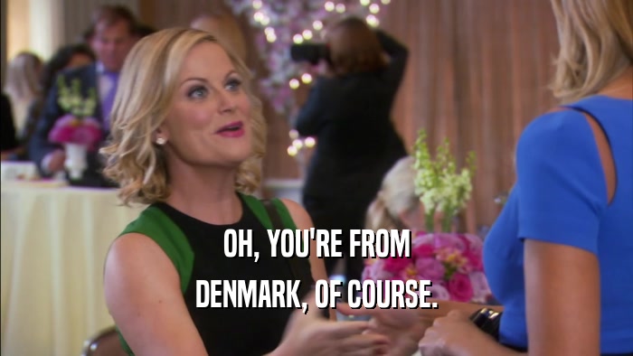 OH, YOU'RE FROM
 DENMARK, OF COURSE.
 