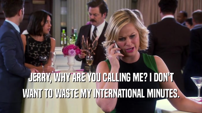 JERRY, WHY ARE YOU CALLING ME? I DON'T WANT TO WASTE MY INTERNATIONAL MINUTES. 
