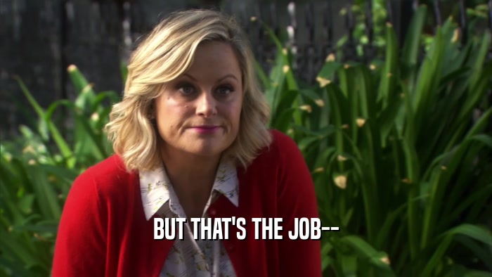 BUT THAT'S THE JOB--  