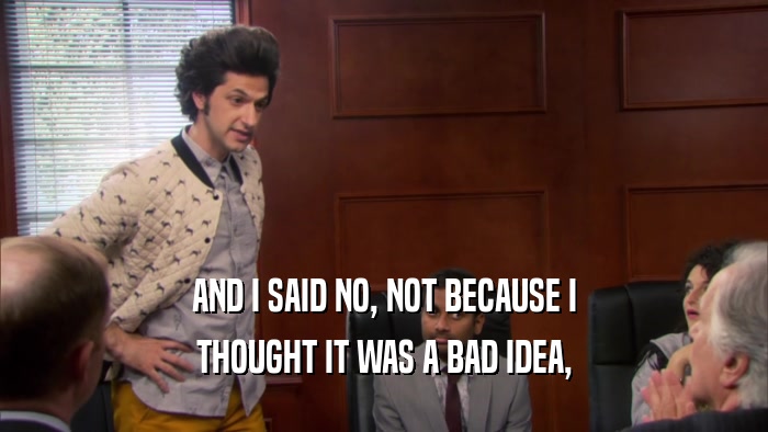 AND I SAID NO, NOT BECAUSE I THOUGHT IT WAS A BAD IDEA, 