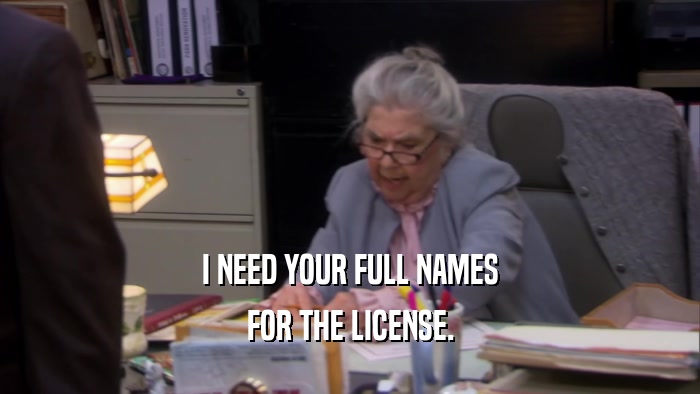 I NEED YOUR FULL NAMES FOR THE LICENSE. 