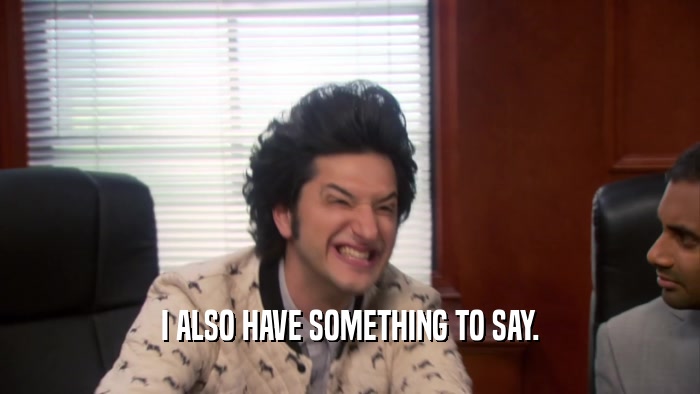 I ALSO HAVE SOMETHING TO SAY.  