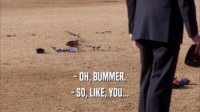 - OH, BUMMER. - SO, LIKE, YOU... 