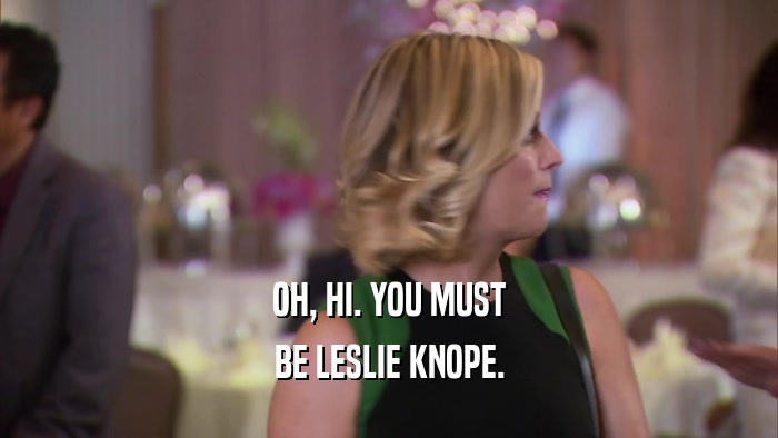 OH, HI. YOU MUST BE LESLIE KNOPE. 