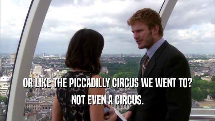 OR LIKE THE PICCADILLY CIRCUS WE WENT TO? NOT EVEN A CIRCUS. 