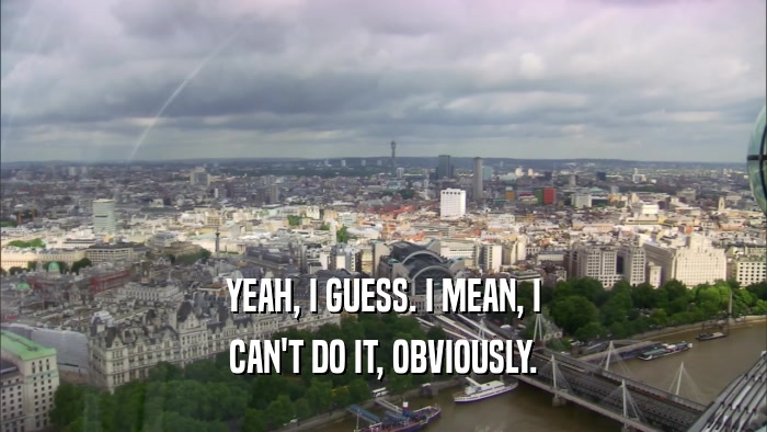 YEAH, I GUESS. I MEAN, I CAN'T DO IT, OBVIOUSLY. 
