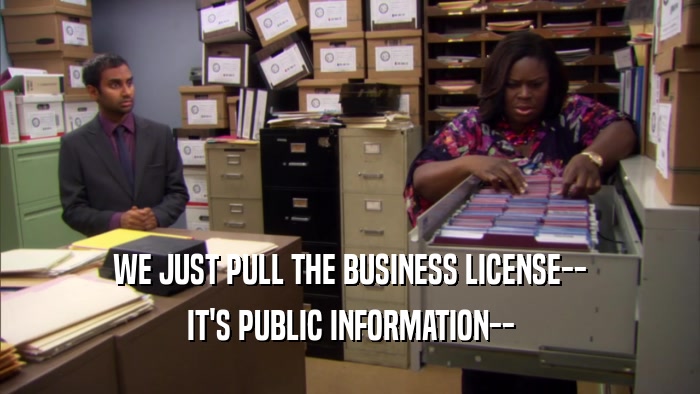 WE JUST PULL THE BUSINESS LICENSE-- IT'S PUBLIC INFORMATION-- 
