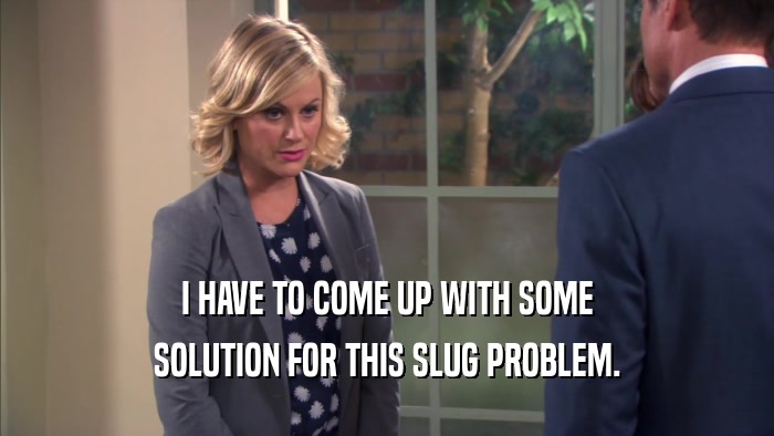 I HAVE TO COME UP WITH SOME SOLUTION FOR THIS SLUG PROBLEM. 