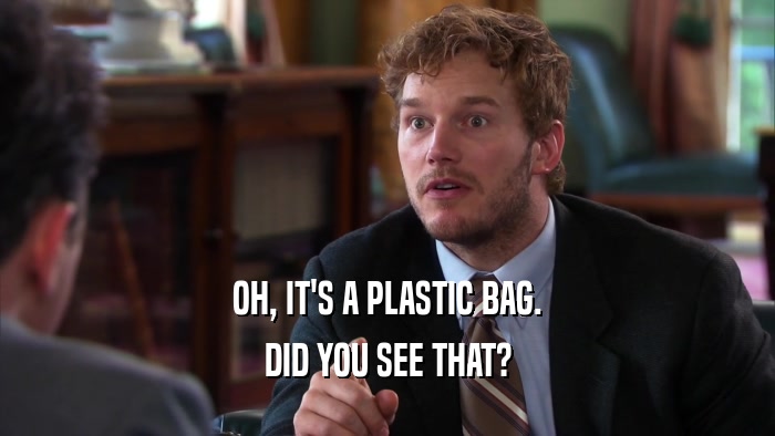 OH, IT'S A PLASTIC BAG. DID YOU SEE THAT? 