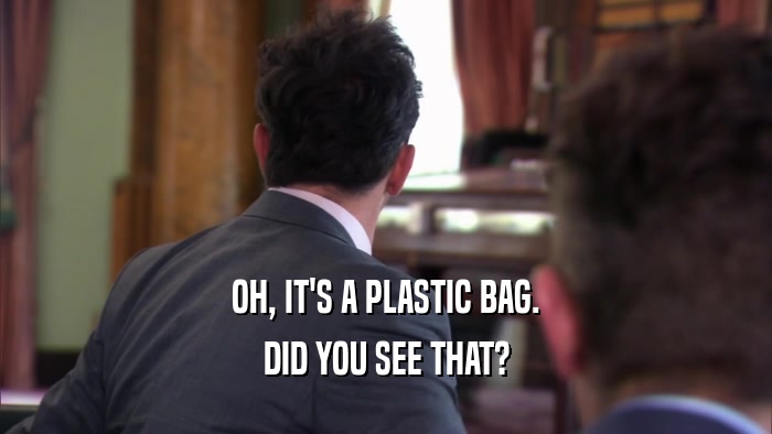 OH, IT'S A PLASTIC BAG. DID YOU SEE THAT? 