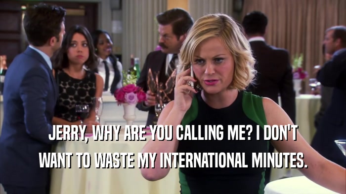 JERRY, WHY ARE YOU CALLING ME? I DON'T WANT TO WASTE MY INTERNATIONAL MINUTES. 