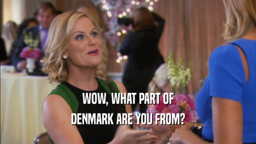 WOW, WHAT PART OF
 DENMARK ARE YOU FROM?
 