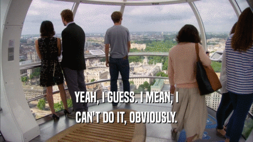 YEAH, I GUESS. I MEAN, I CAN'T DO IT, OBVIOUSLY. 