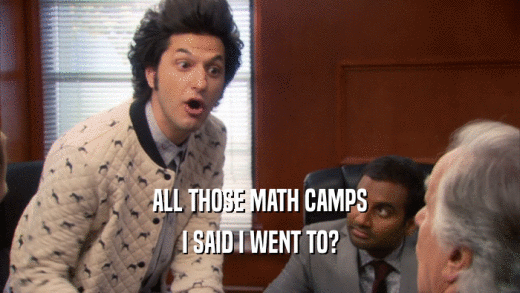 ALL THOSE MATH CAMPS I SAID I WENT TO? 
