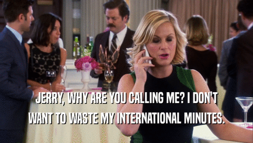 JERRY, WHY ARE YOU CALLING ME? I DON'T WANT TO WASTE MY INTERNATIONAL MINUTES. 