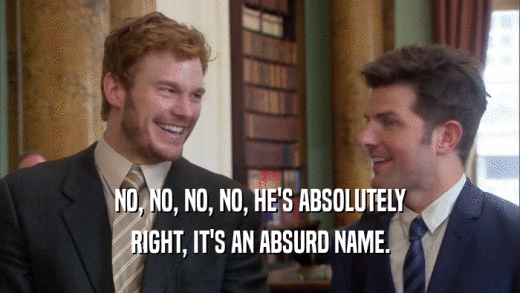 NO, NO, NO, NO, HE'S ABSOLUTELY RIGHT, IT'S AN ABSURD NAME. 