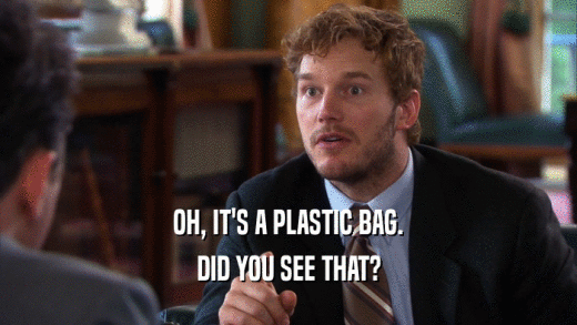 OH, IT'S A PLASTIC BAG. DID YOU SEE THAT? 